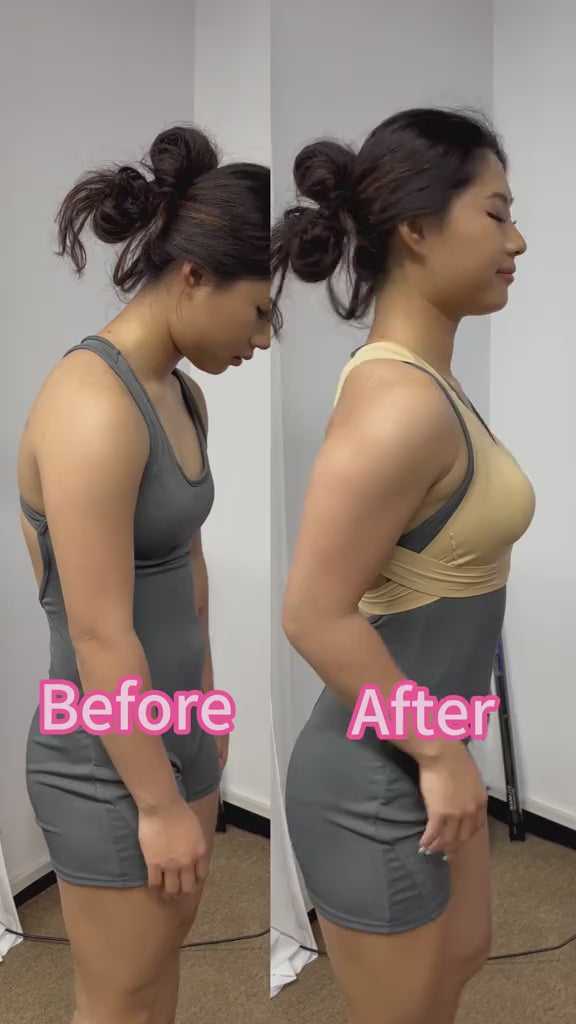 Before and after wearing correction bra